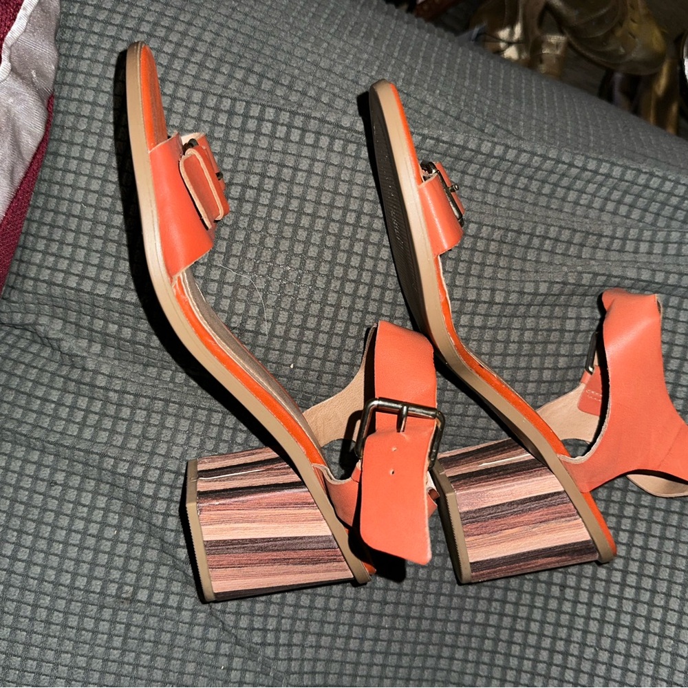 Stylish Orange Block Heel Sandals